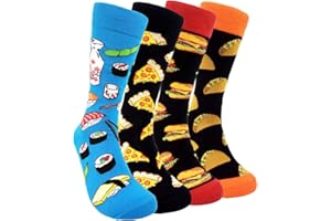HSELL Mens Fun Patterned Dress Socks Funny Novelty Crazy Design Cotton Socks Gift for Men