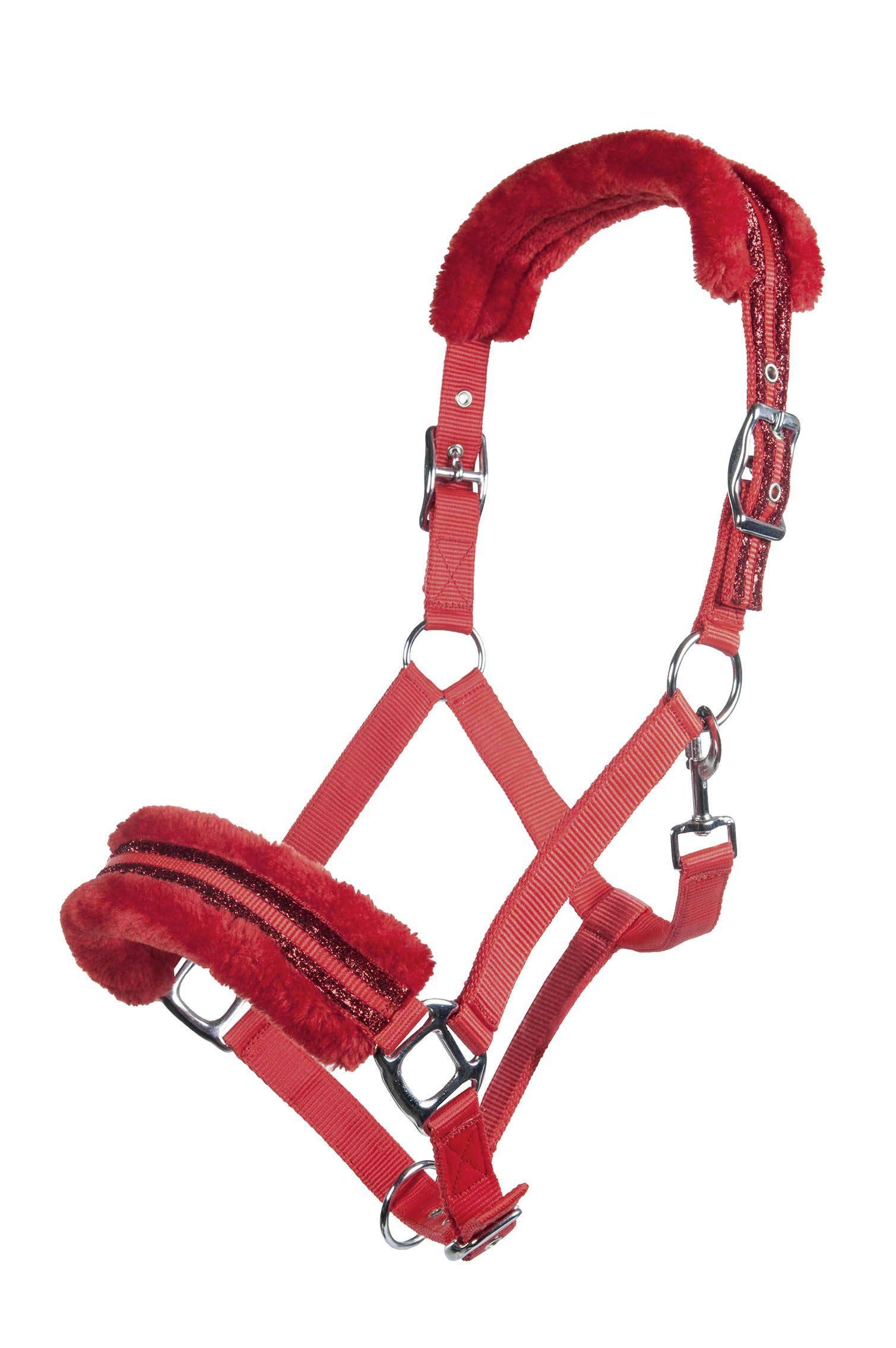 HKM Glitter Nylon Polar Fleece Lining Head Collar Red Cob