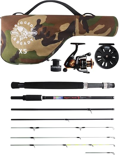 Rigged & Ready X5 Travel Fishing Combo - 2 Reels, 2 Rod Lengths