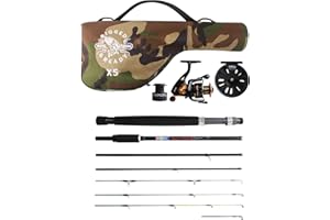 X5 Series Travel Fishing Rod & Case (X5 Max, Combo) - Nano-Carbon Rod for All Your Needs. Spin, Fly, Ledger and More