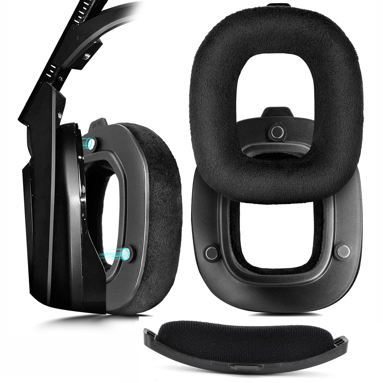 XBERSTAR Earpads Replacement Ear Cushions Ear Pads Compatible with Logitech Astro Gaming A 50 gen4 Headphones (Flannel Earpads+Headband)
