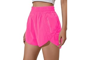 BMJL Women's Running Shorts Elastic High Waisted with Pockets, 2.5" Sporty Workout Quick Dry Athletic Shorts