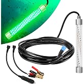 HUSUKU Underwater Green Kayak Fishing Light for Crappie Squid 12 V / 110 V | 100W 10000LM Bright LED / IP68 Waterproof Submersible / 16.4ft Cable Night Fish Light Attractor