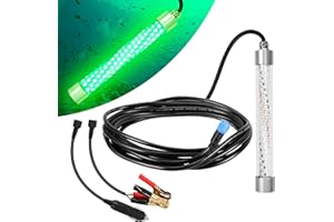 HUSUKU LED Underwater Fishing Light with Transformer AC110~265V - 100W 10,000lm with 16.4ft Cord Green Night Fishing Finder Attractor, IP68 Submersible Boat Lamp for Snook Crappie Squid Shrimp