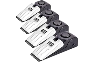 TOWODE Door Stop Alarm with 120DB Siren Door Stop for Home & Travel (Black) (Pack of 4)