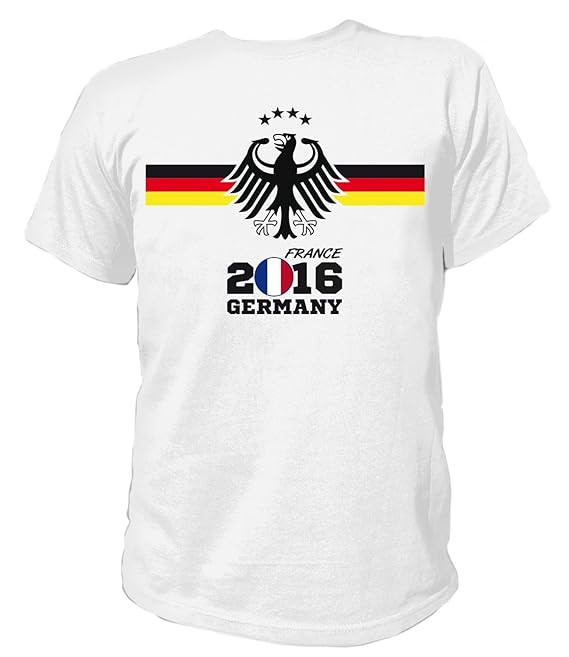 Artdiktat Herren Deutschland Fan T-Shirt - EM 2016 Frankreich - Trikot Ersatz - inkl. Wunschname und Nummer S - 5XL