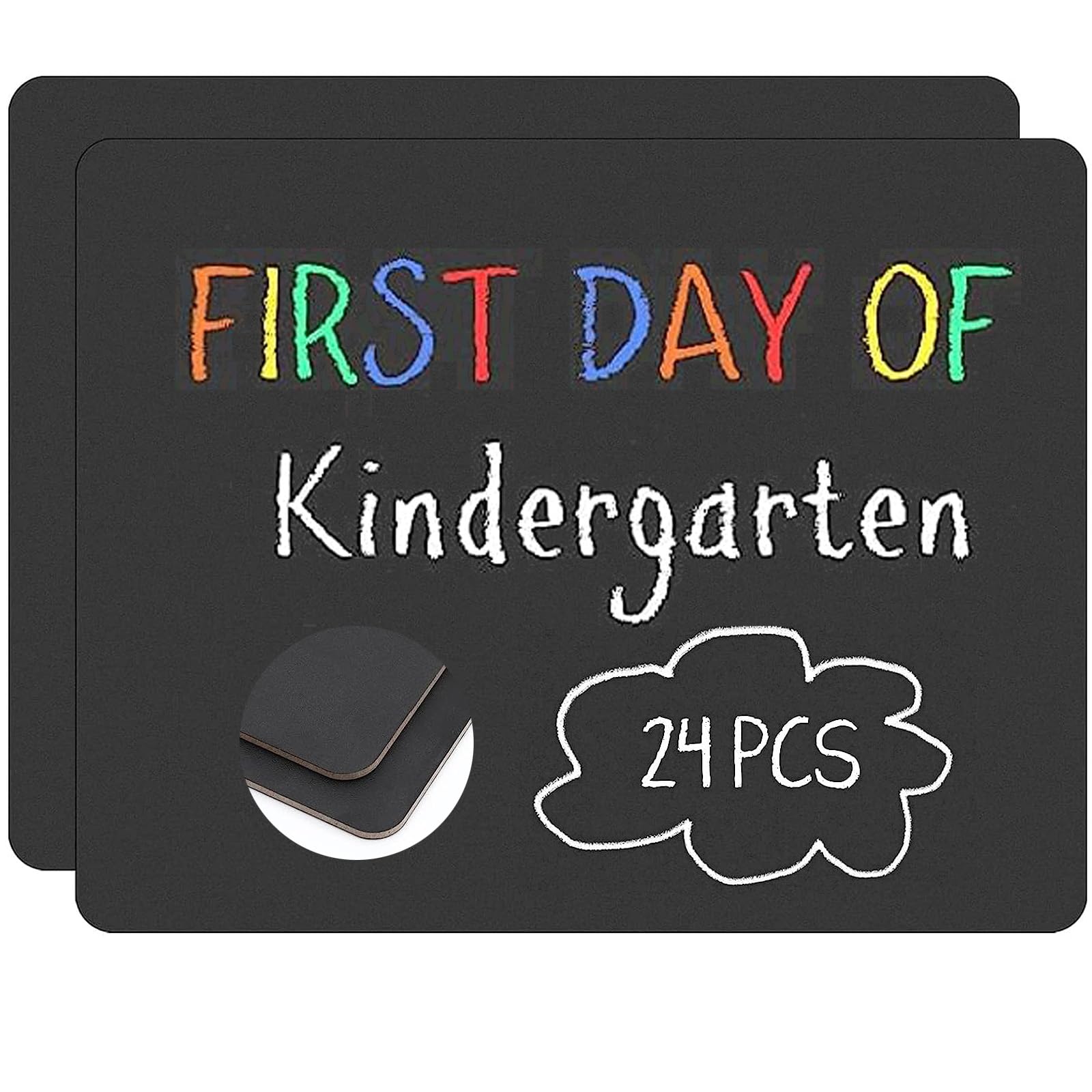 Photo 1 of 24 Pack Frameless Black Chalkboard for School and Wedding, Dry Erase Board First Day Sign, Wooden Chalk Message Board for Home, Birthday Parties, Student Supplies