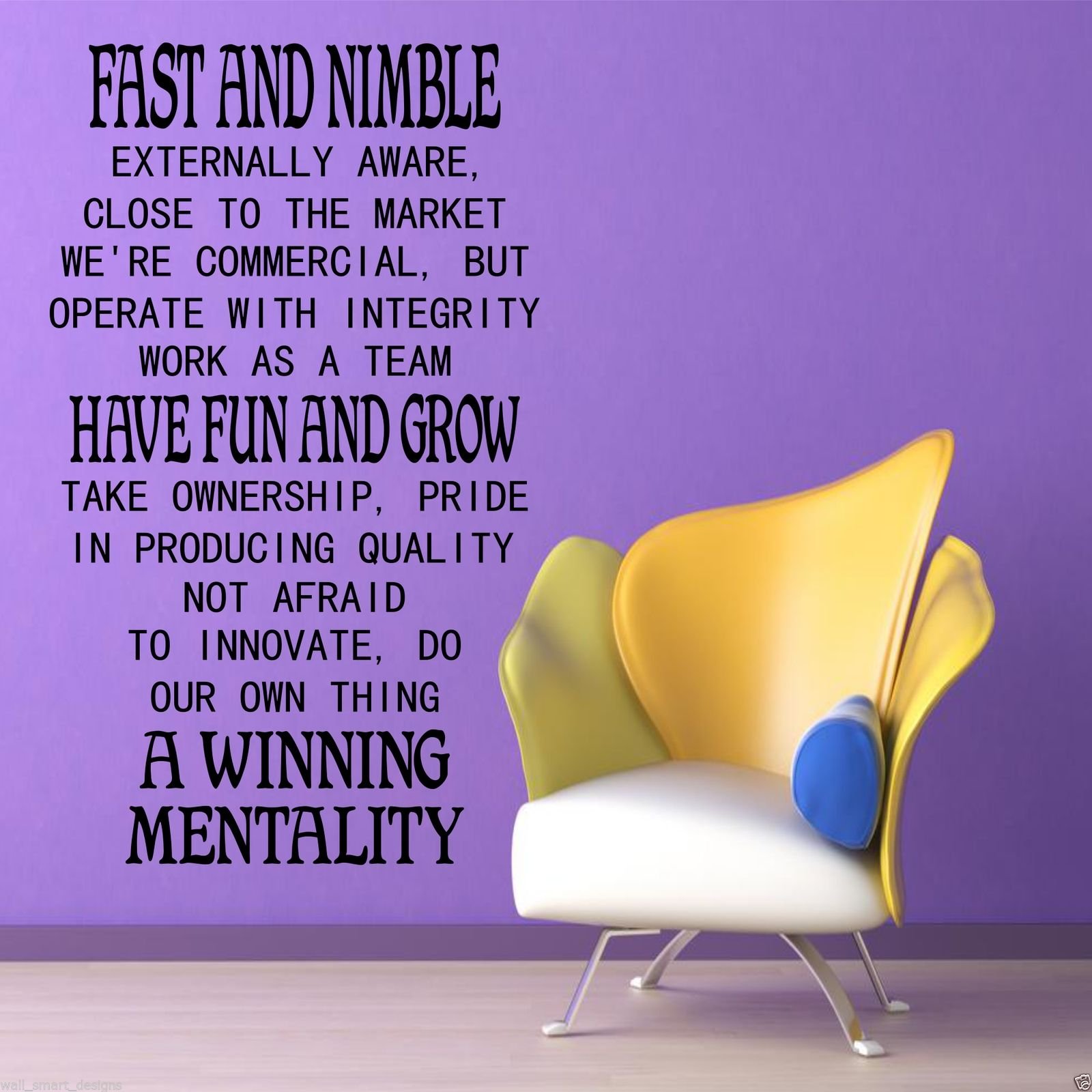 FAST AND NIMBLE Work Office Wall Art Sticker Quote Decal Mural Transfer Sticker