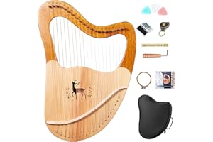 MILLOO Lyre Harp 21/24/27/32 Metal Strings Mahogany Acoustic Harp with Extra Strings Picks Tuning Lever Black Gig Bag Beginner's Manual for Lyre Children Adult Gifts (21 Strings)