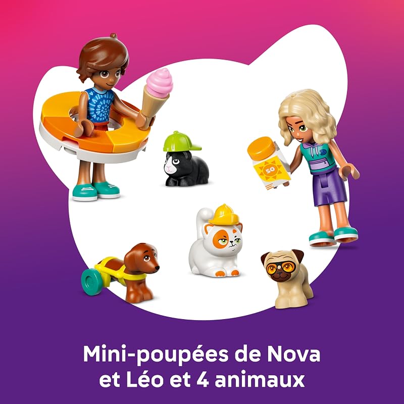 Friends Une Fabuleuse Journée au Parc Aquatique - Jouet Miniature avec Toboggan, 2 Mini-Poupées, 4 Figurines d'animaux & Accessoires pour Mascottes - Cadeau d'anniversaire pour Fille 6 Ans 42676 — photo 5 sur 8