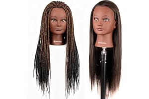 BAODANHAIR Mannequin Head with Hair,Cosmetology Mannequin Practice Head with Human Hair, 26-28’’ Doll Head for Braiding Hairstyling Cutting with Clamp Holder and Tools