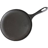 Victoria 10.5-Inch Cast Iron Comal Griddle Pan with a Long Handle, Preseasoned with Flaxseed Oil, Made in Colombia