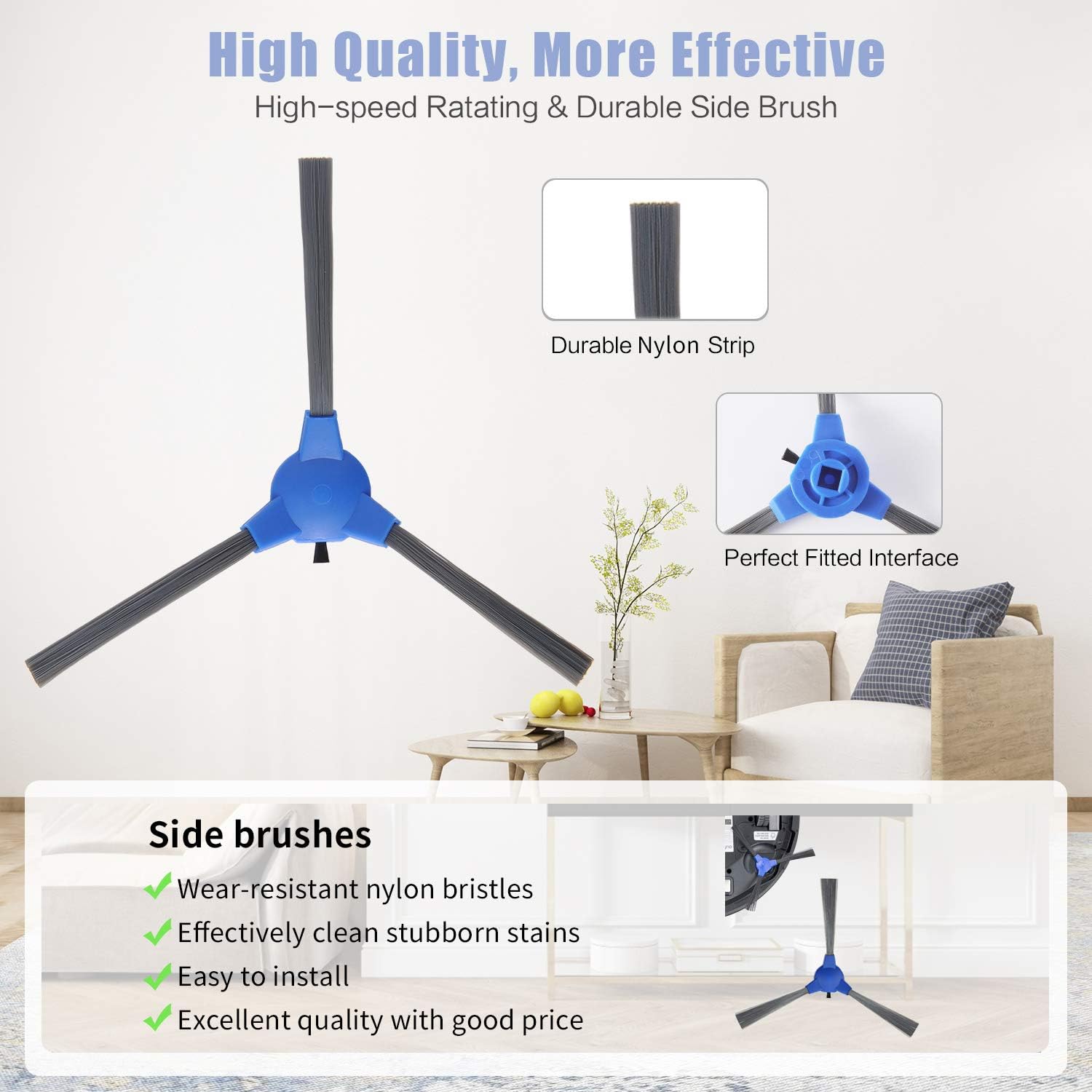 LesinaVac Replacement Parts Accessories for Goovi 1600PA D380 D382, Coredy R3500 R3500S R550(R500+) R650 R600 R700, iMartine C800 D900 D900C, DeenKee DK600, Bagotte BG600 Robot Vacuum, Kit Set(1+4+8) -