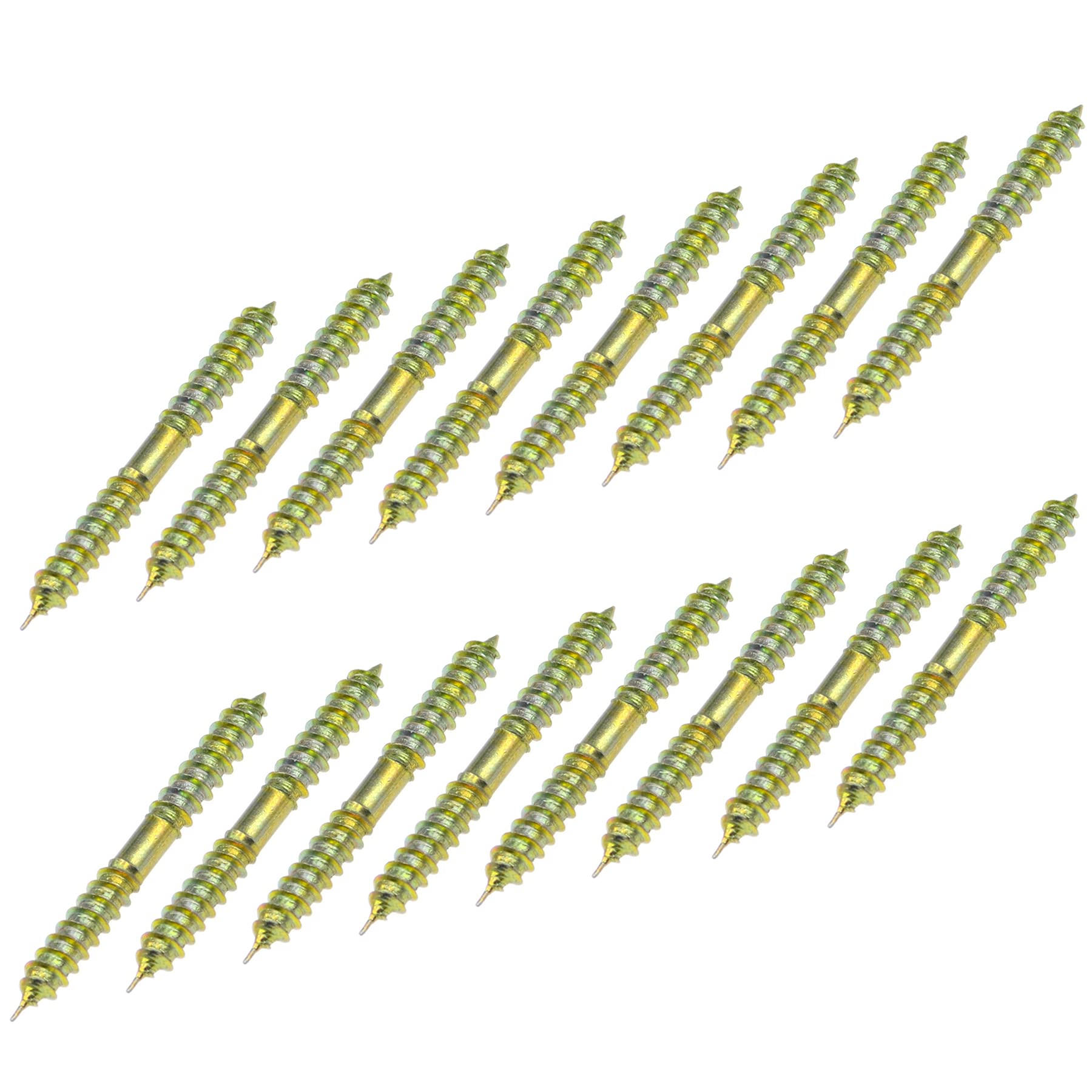 16 PCS 6 * 60mm Double Ended Screws,Double Pointed Head Self Tapping Screws,Double Threaded Screws,Wood to Wood Furniture Fixing Dowel