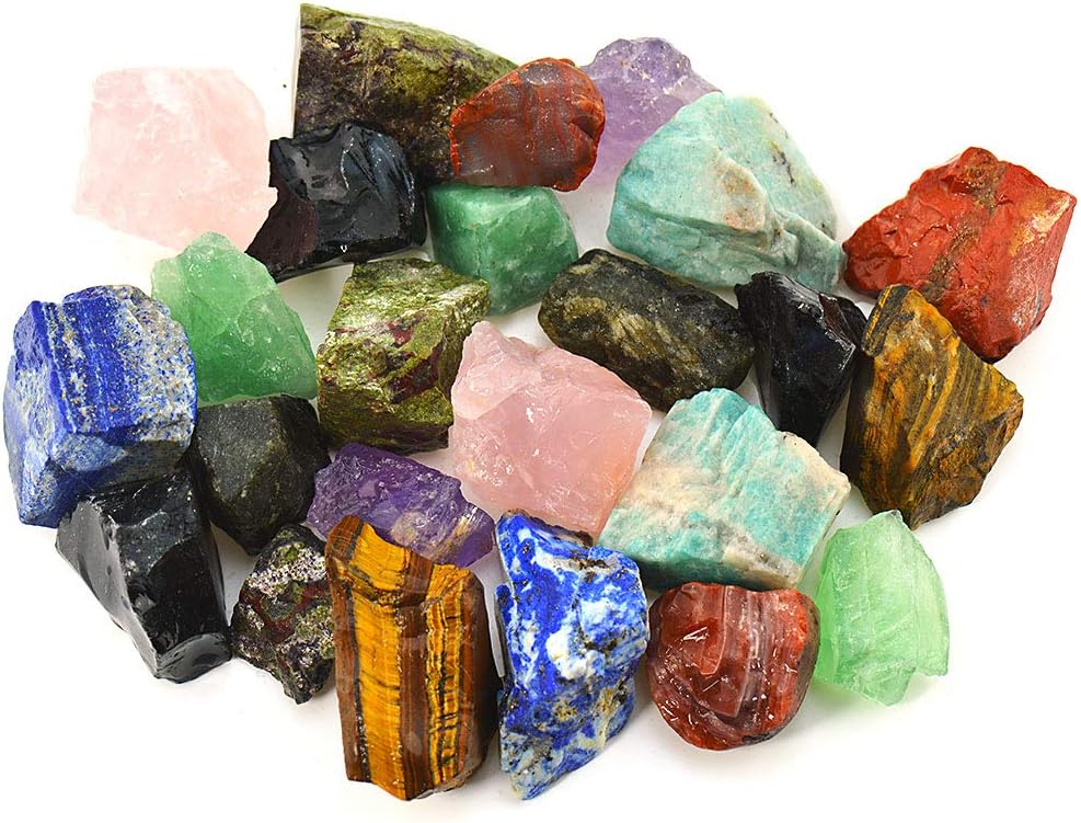 Unihom 3 lbs Bulk Rough Madagascar Stones Mix - Large 1" Natural Raw Stones Crystal for Tumbling, Cabbing, Fountain Rocks, Decoration,Polishing, Wire Wrapping, Wicca & Reiki Crystal Healing: Home & Kitchen