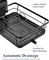 Kitsure Dish Drainer Rack Space-Saving Stainless Steel Black Large view 3