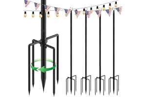 XBRIGH 4 Pack 9.3Ft String Light Poles, Outside Metal Poles with Fork, Lighting Hanging Post Accessories for Patio Decor Garden Backyard Yard Front Porch Outside Decorations
