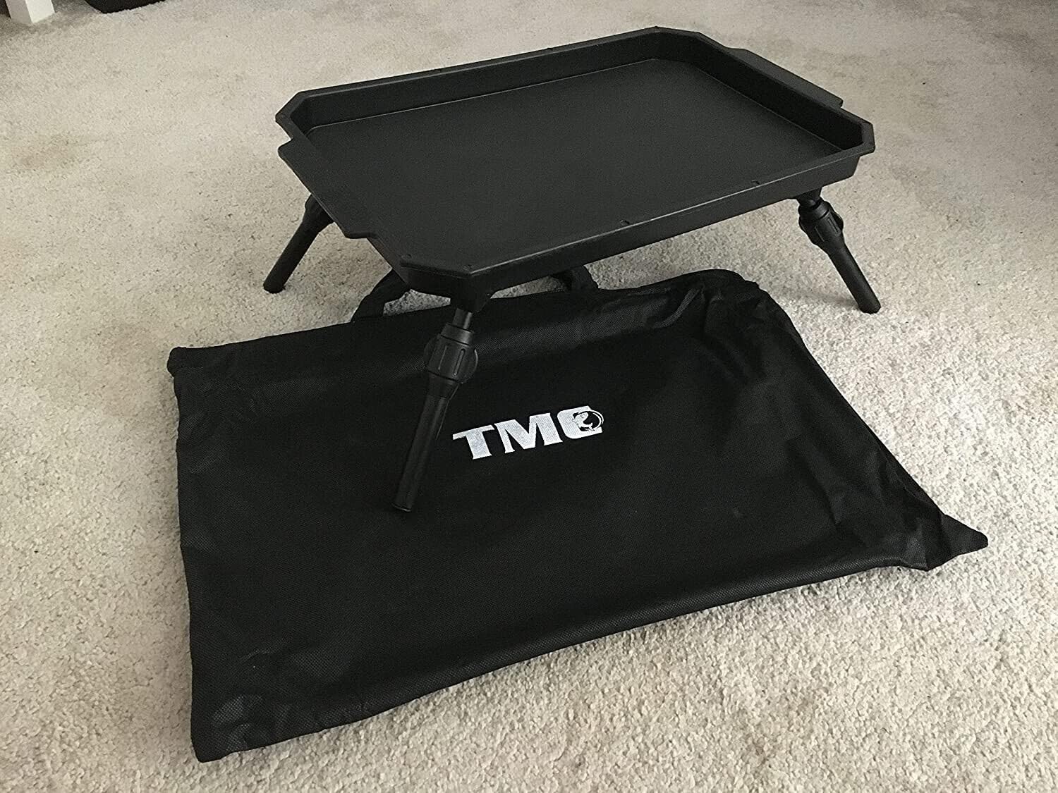 TMC Bivvy Table Lightweight Extendable Legs Terminal Tackle Bait Table, carp, bag. Choose Green or Black Table (Black)
