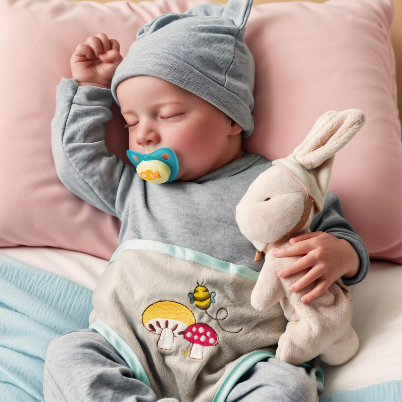 JIZHI Lifelike Reborn Baby Dolls Silicone Full Body - 17 Inch Realistic Newborn Baby Doll Real Life Realistic Baby Dolls Poseable Body Sleeping Baby Boy with Feeding Kit for Children 3+