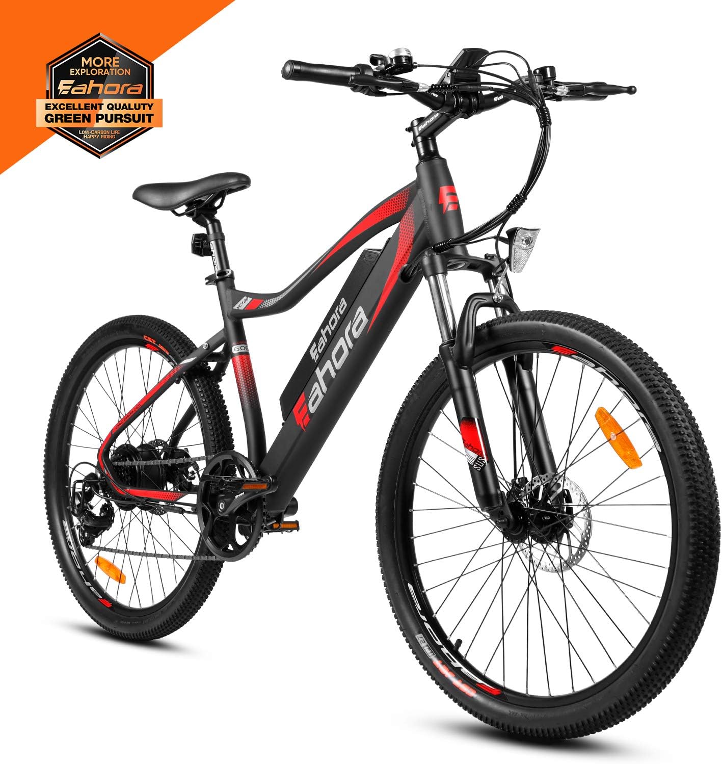 Eahroa 26" Mountain Electric Bike 350W 36V/10.4AH Removable Lithium-ion Battery 350W Electric Bike with Power Recharge System E-Bike 7 Speed Shifter