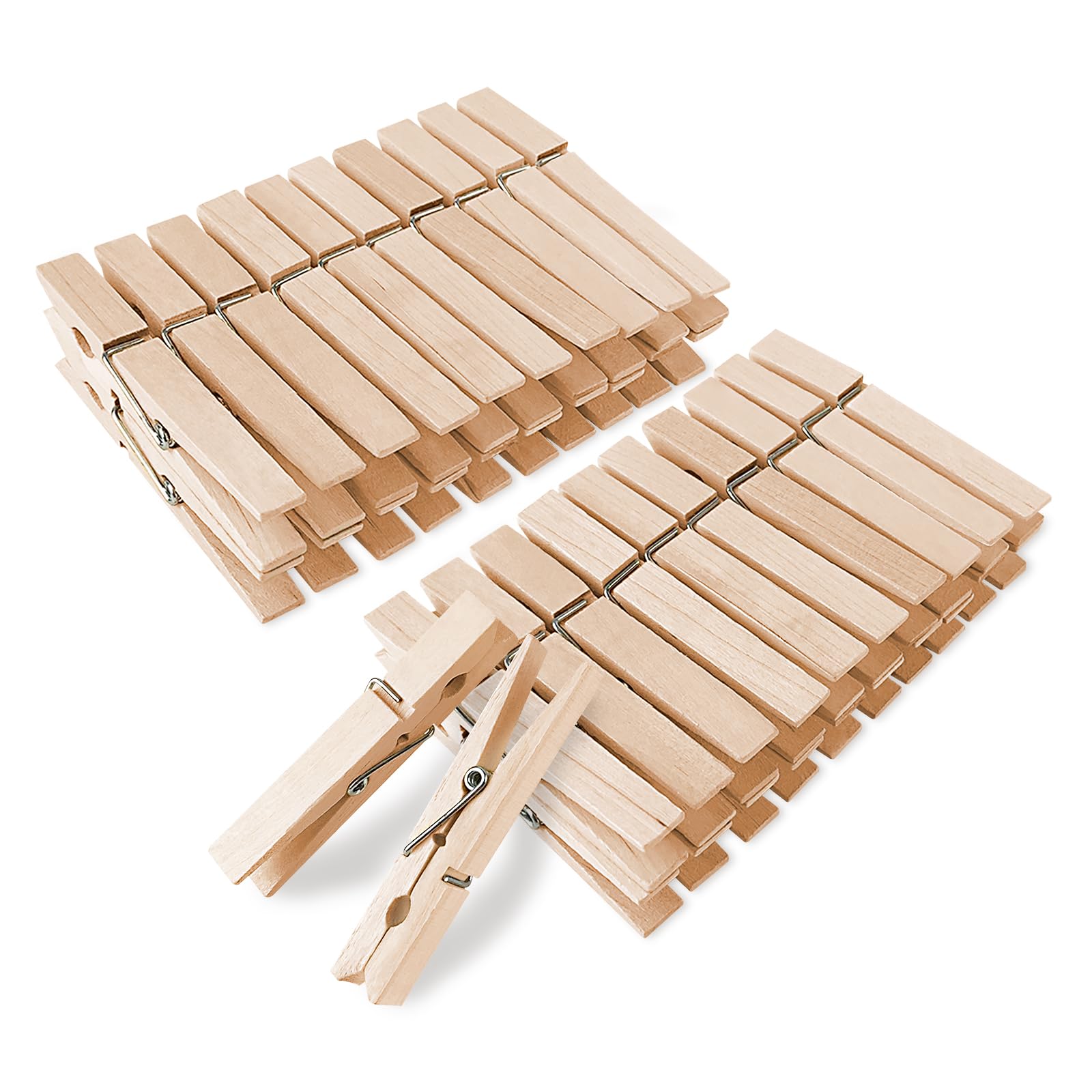 KTOJOY Wooden Clothes Pins,50 Pack, 2.9 Inch, Large Natural Birchwood Rust, Moisture Resistant Clothes Pegs, Heavy Duty Clothespins,Clothes Pins for Craft, Clips for Pictures