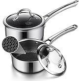 Sauce pan with lid,1.5 Quart & 2.5 Quart Hybrid Nonstick Sauce pans set, Stainless Steel cookware,non stick Pots PFOA Free,Works on Induction,Ceramic and Gas Cooktops