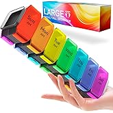 Extra Large Pill Organizer 2 Times a Day – XL Pill Box 7 Day with Big AM/PM Compartments – Fits Large Vitamins, Supplements & Gummies, for 7 or 14-Day Use, Color-Coded, Senior-Friendly, No Spills