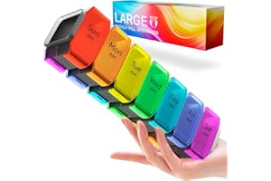 BEXEEN Extra Large Pill Organizer 2 Times a Day – XL Pill Box 7 Day with Big AM/PM Compartments – Fits Large Vitamins, Supplements & Gummies, for 7 or 14-Day Use, Color-Coded, Senior-Friendly, No Spills