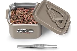 THKFISH Fishing Bait Container, Nightcrawler Box,Stainless Steel Insulated Live Bait Storage, Worm Bait Holder, Bait Storage 