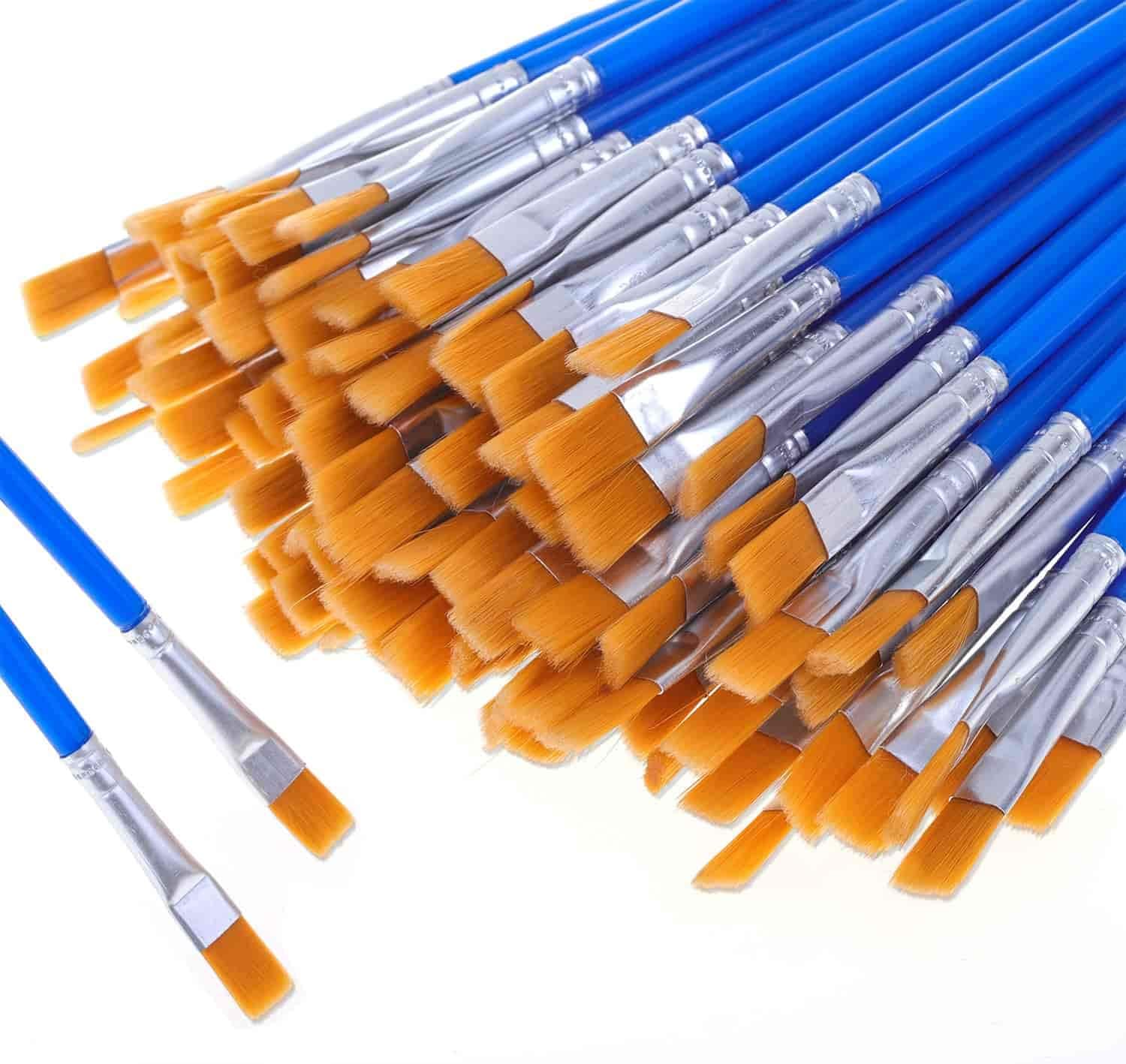 100Pcs Paint Brushes for Kids Anezus Flat Paint Brush Bulk Small Paint Brushes Set for Acrylic Painting and Crafting - Image 5