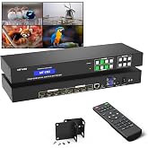 MT-VIKI 4K HDMI Matrix Switch 4x4 with Audio Extraction +Web GUI+ Remote, Rack Mount Switcher &amp; Splitter, 4K@30Hz, EDID, RS232, LAN Port, APP for Conference Room, Church (4 in 4 Out)