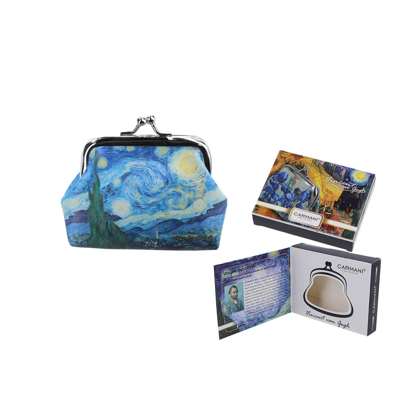 CARMANI - Small Ladies Clasp Coin Purse with Vincent Van Gogh"Starry Night"