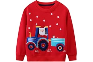 B&G-KID Toddler Boys Crewneck Sweatshirts Christmas Kids Excavator Long Sleeve Pullover Casual Santa Tops Clothes 2-7T.
