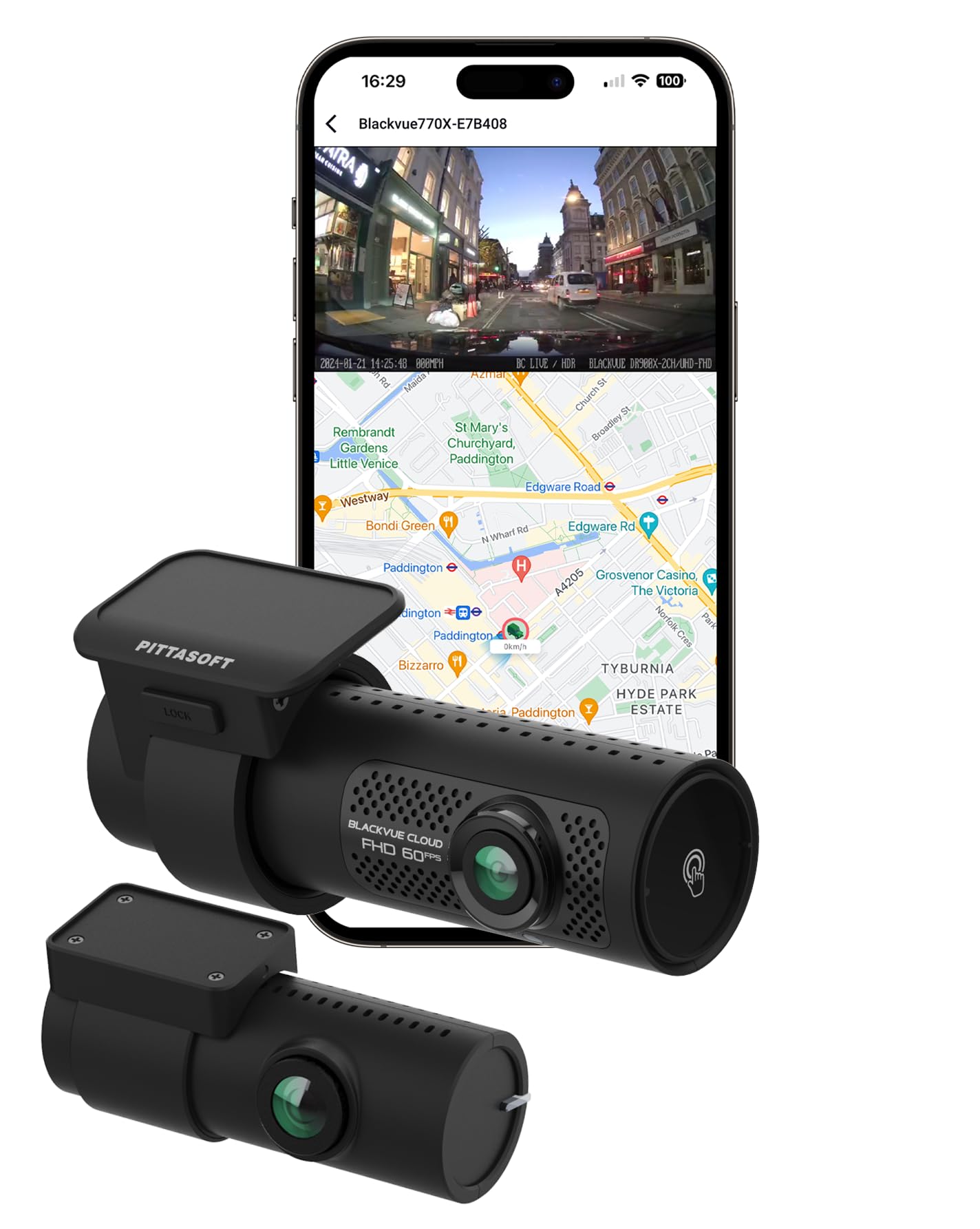 BlackVue DR770X-2CH Dash Cam UK Edition - Dual 1080p Full HD Front & Rear Cameras, Sony STARVIS Sensors, GPS, Wi-Fi, Bluetooth, 64GB SD Card, Parking Mode, 4G LTE Ready, Black