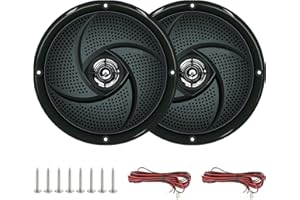 LENKRAD Marine Speakers 5.25 Inch - 2 Way Waterproof Low Profile Slim Style Black Weather Resistant Outdoor RV Speaker, 80 Watt Power Boat Deck Mount Speakers 5 1/4‘’ Indoor Stereo Systems -1 Pair