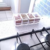 Sprießen 4 Pièces Acrylique Assaisonnement Box Set, Coffret De Stockage Condiment Jars - Cruet Avec Couvercle Et 4 Cuillère,Ustensiles De Cuisine