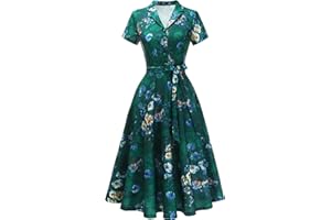 Wedtrend Women's Vintage Tea Dress, Short Sleeve Cocktail Party Dress Work Church Casual Dress