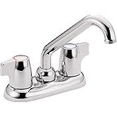 Moen Chrome Chateau Two-Handle 4-Inch Centerset Utility or Laundry Sink Faucet with Threaded Spout, 74998