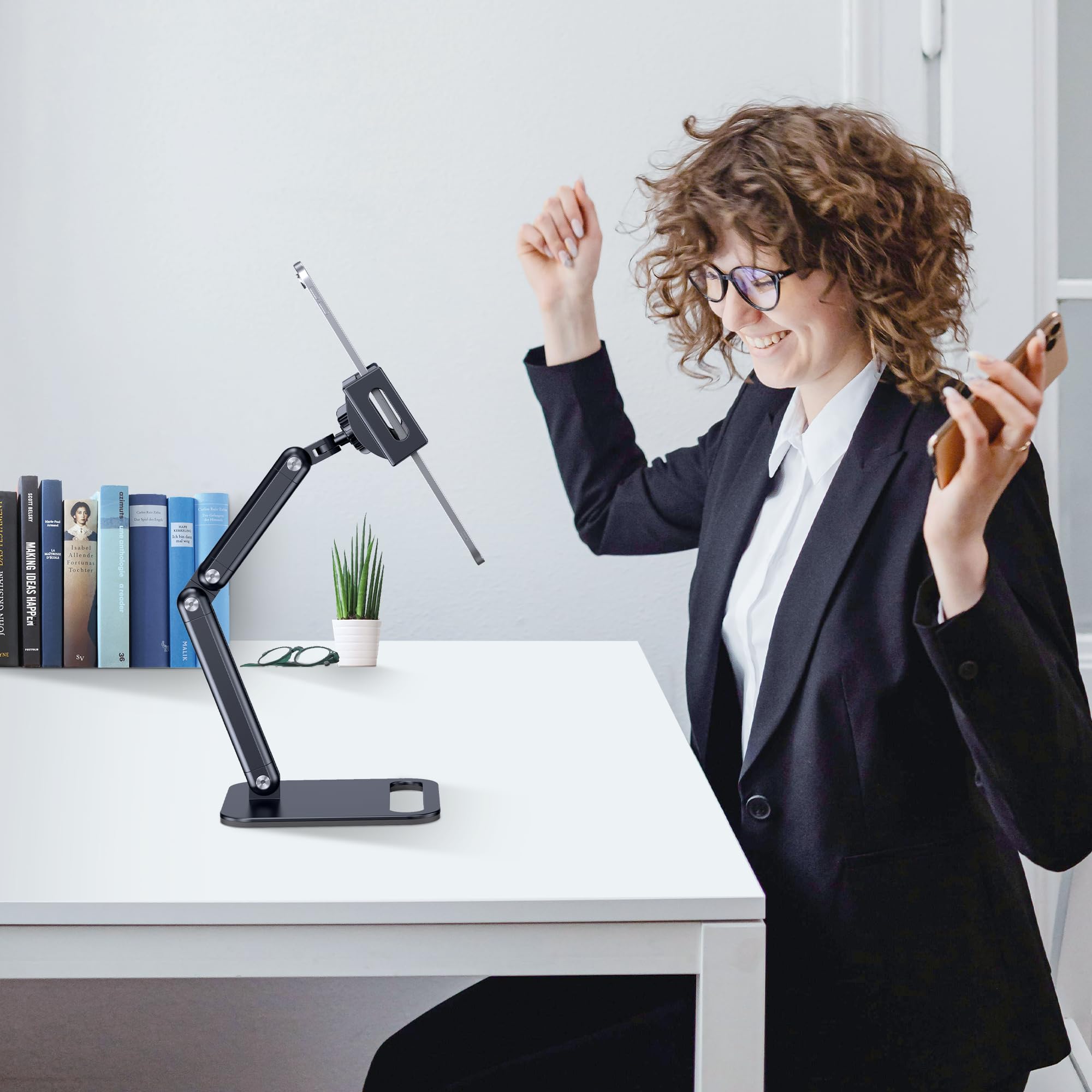 CreaDream Tablet Stand for iPad, Aluminum Tablet Holder with Heavy-Duty Base for Desk, Fully Adjustable Angle, Compatible with iPad Pro Air Mini, Galaxy Tab, Surface Pro, Kindle 4.7''-13
