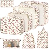 8 Set Packing Cubes for Suitcases,Packing Cube with Shoe, Cosmetics, Clothing, and Accessories Bags Packing Cubes for Travel Luggage Organizer Women Men(Bow Flowers)