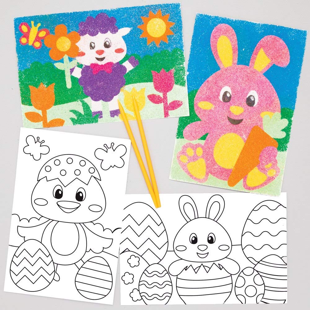 Baker Ross Easter Sand Art Pictures - Pack of 8, Easter Crafts, Craft For Kids (AT525)