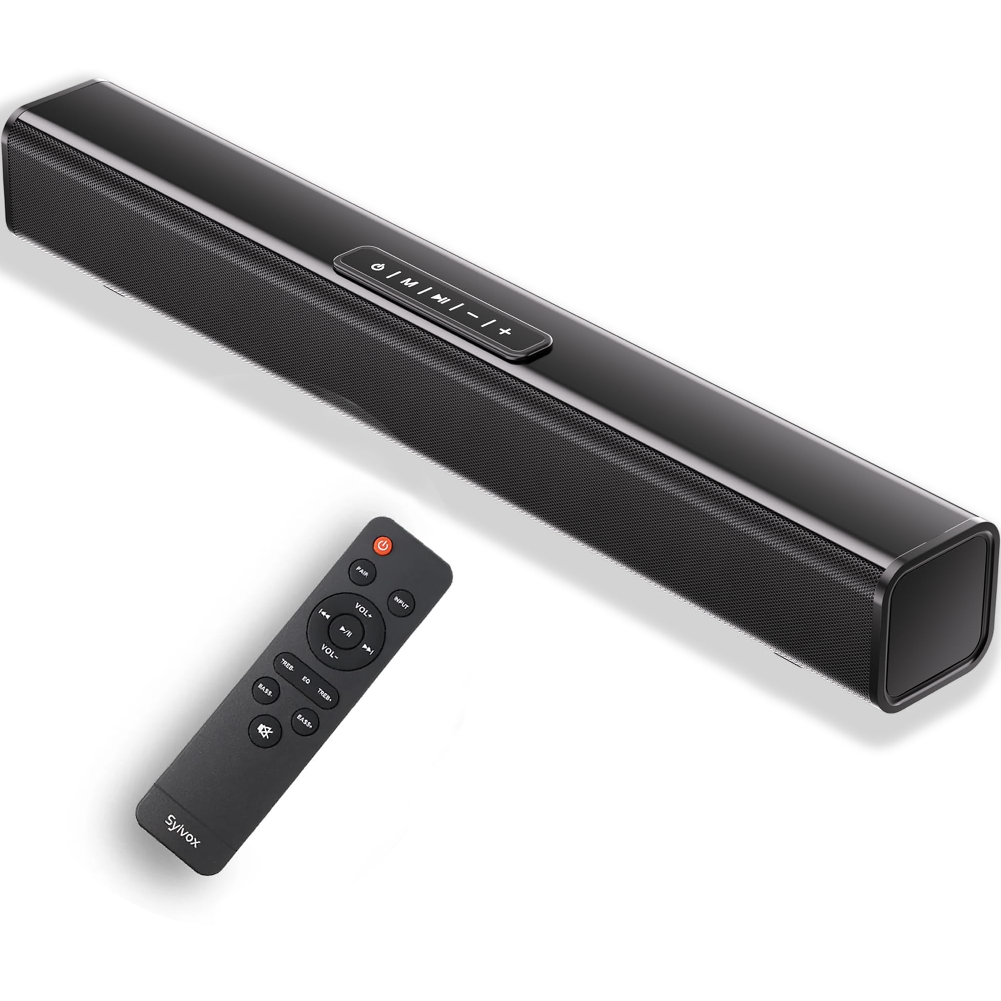 SYLVOX Soundbar for TV Compatible with Bluetooth, 2.0 Channel Sound Subwoofer, EQ Control, HDMI ARC, USB, Optical, AUX, DC 12V, With Remote Control, Wall Moun & Table