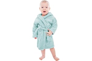 BAGNO MILANO Organic Turkish Cotton Kids Bathrobe, Soft Terry Cotton-Acrylic Hooded Towel Robe for Boys, Girls