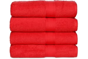 Casa Lino Red Bath Towels Set of 4 (54" x 27") - Large Bathroom Towel Set - 100% Cotton Towels for Bathroom - Highly Absorbent & Quick Dry Bath Towel Multipack - New Apartment Essentials