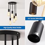 ANWIO 5 Light Ceiling Light with E27 Base Black Flush Fitting view 2
