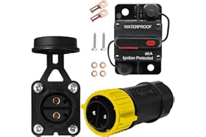 GaiRen Trolling Motor Plug and Circuit Breaker 60Amp Kit, Trolling Motor Connector with Receptacle 12/24/36/48 Volt Marine Bo