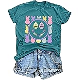 Easter Shirts for Women: Happy Easter Bunny T Shirt Funny Bunny Eggs Graphic Tees Casual Easter Tops