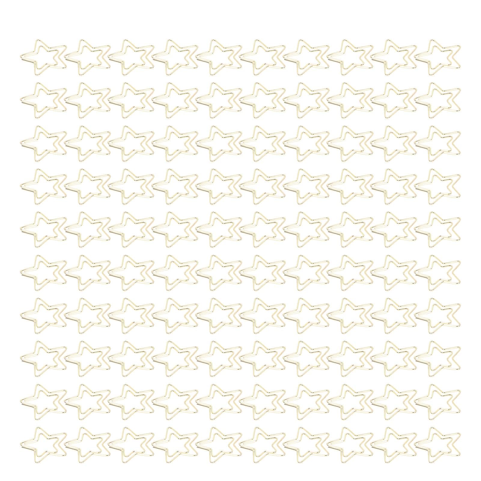 100Pcs Paper Clips,Gold Star Paperclip,Small Paperclips,Cute Shapes Paper Clips,Small Star Shaped Paperclips Bookmark Clips Scrapbook Paper Clasp Metal Page Marker for School Office