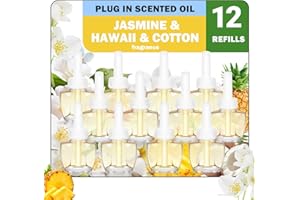 DERDUFT Plug in Refills Air Freshener, Scented and Essential Oils Refills for Home and Bathroom, Jasmine, Hawaiian, Cotton, 7.92 Fl Oz,12 Count, Compatible with Glade, Compatible with Air Wick