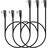 USB C to Lightning Cable 3ft MFi Certified 3 Pack 90 Degree iPhone Charger Nylon Braided Right Angle Lightning to USB C PD Fast Charging Cable for iPhone 13 12 11 Pro X XS XR 8 Plus 7 6 5(Black)